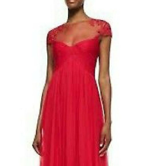 *$4000 NEW MONIQUE LHUILLIER STUNNING SILK LACE CHIFFON GOWN DRESS RUNWAY US 10 - Picture 10 of 12